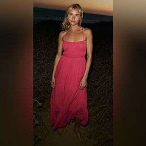 Free People Taking Sides Maxi Dress Hot Pink